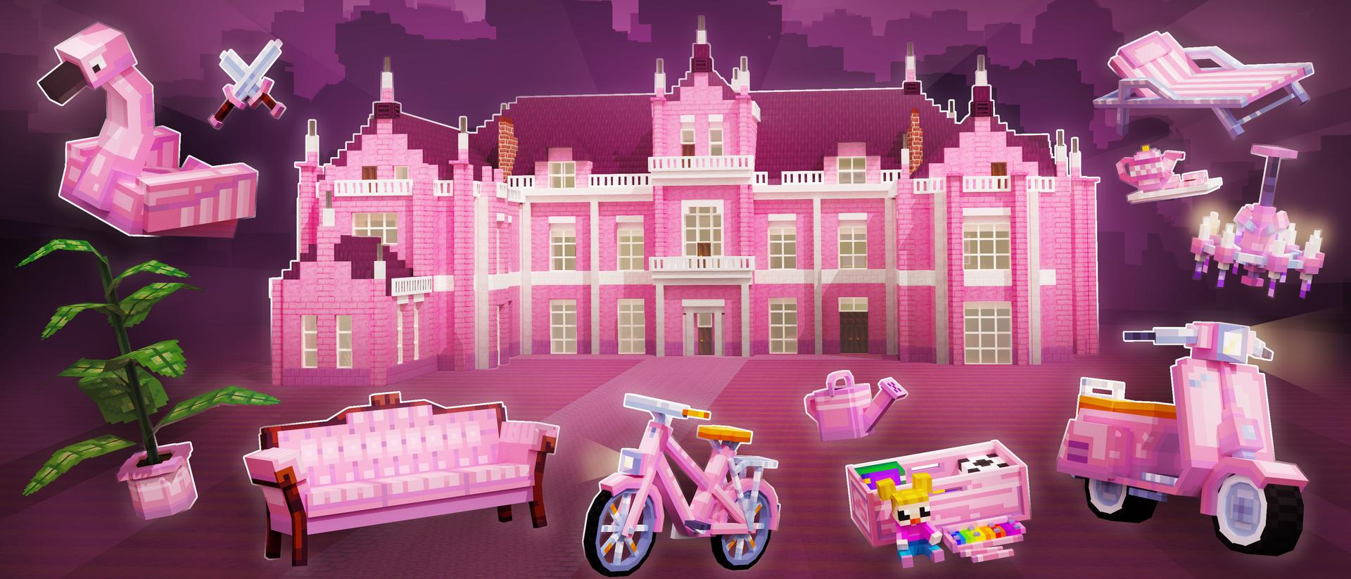 Minecraft Bedrock World Pink Villa Header